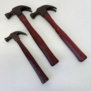 Vintage PLUMB Victory Claw Hammer Ball Peen Wooden Handle Lot of 3 Red